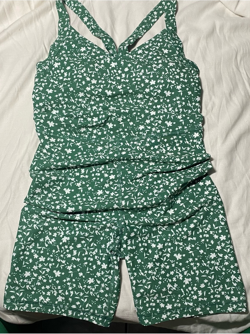 NWOT - Old Navy Active - Floral Green PowerSoft Tank Bodysuit - Small Tall